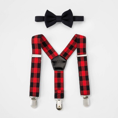 Toddler Boys' Plaid Suspender Set - Cat & Jack™ Red