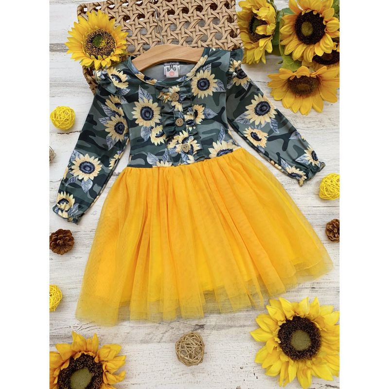 Girls Bright As A Sunflower Ruffle Tutu Dress - Mia Belle Girls, 4 of 7