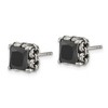 Chisel Stainless Steel Antiqued and Polished Square Black Cubic Zirconia Stud Earrings - 3 of 4