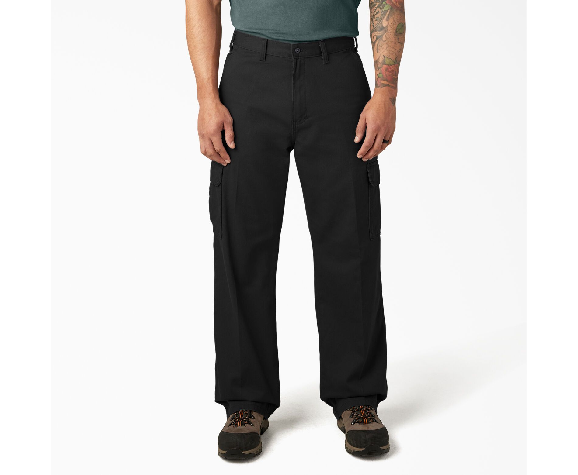 Dickies Loose Fit Cargo Pants, Rinsed Black (RBK), 42X32,42 32