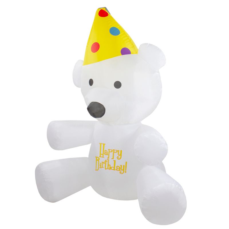 Northlight 4' Inflatable Lighted Happy Birthday Bear Outdoor Decoration, 4 of 7
