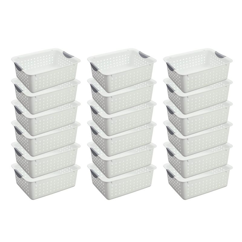 Sterilite Ultra Ventilated Open Top Plastic Storage Organizer Basket with Gray Contoured Carrying Handles, 1 of 8