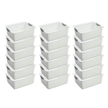 Sterilite Ultra Ventilated Open Top Plastic Storage Organizer Basket with Gray Contoured Carrying Handles