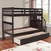 Twin Over Twin Stairway Bunk Bed with Storage Drawers and Shelves, Convertible into Two Twin Beds, White Pine Wood Frame - 4 of 4