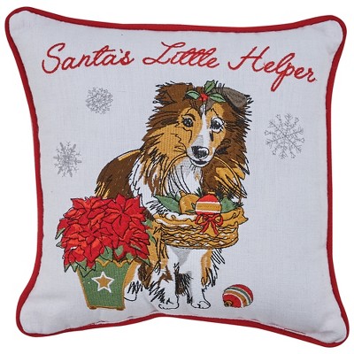 Park Designs Holiday Kisses Collie Pillow - 10'' - White