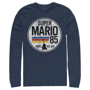 Men's Nintendo Super Mario Retro Rainbow Ring Long Sleeve Shirt - 1 of 4