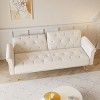 69.7" Velvet Tufted Sofa Bed with Nailhead Trim and Gold Legs,Convertible 2-Seater Couch with Pillows-The Pop Home - 2 of 4