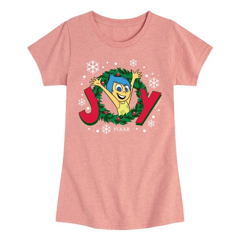 Girls' - Inside Out 2 - Joy Christmas Wreath Fitted Short Sleeve Graphic T-Shirt - image 1 of 4