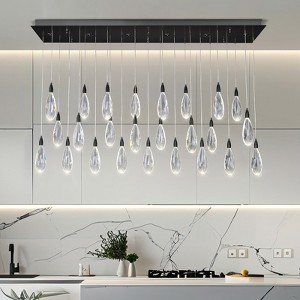 31-Light Dimmable Rectangle Ranidrop LED Crystal Chandelier - 1 of 4