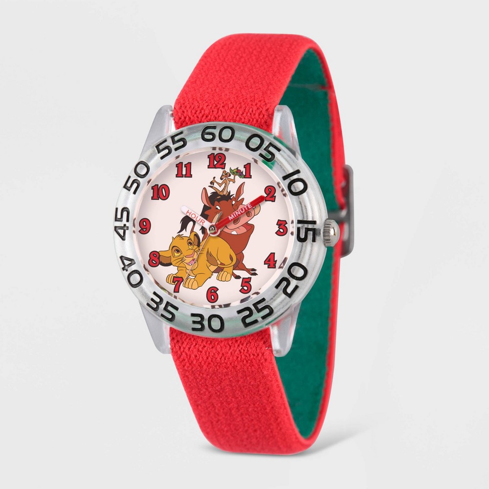 Photos - Wrist Watch Kids' Disney New Lion King Plastic Time Teacher Watch - Red nickel