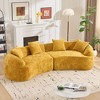 Spassway Curved Loveseat with Armrest Chenille Compressed Sofa with 2 Pillows Upholstered Sleeper Sofa - 2 of 4