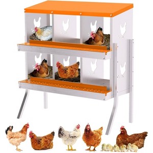 Chicken Nesting Box, 6 Compartment Galvanized Steel Chicken Laying Boxes, Easy Egg Collection for Chicken Coop, Backyard, Farms - 1 of 4
