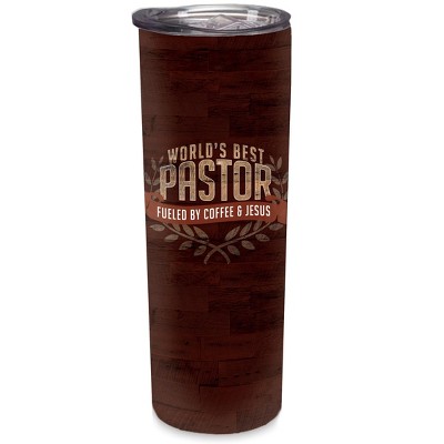 Elanze Designs World's Best Pastor Red Mahogany 20 ounce Stainless Steel Travel Tumbler