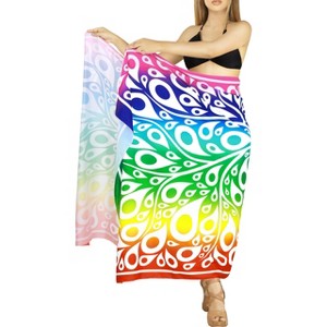 LA LEELA Women's Bikini Beachwear Sarong Coverups Swimsuit Swim Cover Up Summer Wraps Swimwear Beach Wraps for Women One Size White,Abstract - 1 of 4
