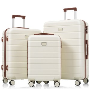 Kumasinova 3 Pcs Premium ABS Luggage Set,Hardshell Luggages with Spinner Wheels&TSA Lock,Airline-Approved Travel Luggage,20/24/28" - 1 of 4
