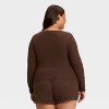 Women's Variegated Ribbed Long Sleeve Pajama Top - Auden™ - 2 of 3