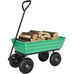 Heavy Duty Garden Dump Cart with Removable Dump Bed, All-Terrain Tires, 180° Adjustable Handle, Utility Garden Cart for Soil, Plants, Tools - 1 of 4
