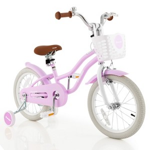 Infans Kids Bike,  16 Inch Toddler Bikes w/Training Wheels, Handbrake & Coaster Brake, Fully Enclosed Chain, Adjustable Handlebar & Seat, Light Purple - 1 of 4
