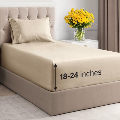 Extra Deep Pocket 4 Piece Sheet Set - Soft Bed Sheets, Fits 18"-24" Mattresses - CGK Linens
