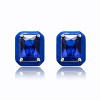 Guili Radiant Blue Enamel Halo Stud Earrings in 14k Yellow Gold Plating with Blue Sapphire Cubic Zirconia, A Bold & Elegant Statement Piece - 2 of 2