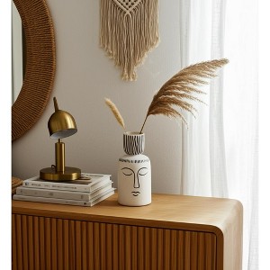 Sagebrook Home 11" Ceramic Sleeping Man Vase - Contemporary White and Black Geometric Vase For Decorative Table Accent - Stylish Home or Office - 1 of 4