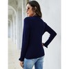 Womens Polo Sweaters V Neck Long Sleeve Collared Sweater Fall Lightweight Knit Pullover Jumper Tops Ruffle Casual Knitwear - 2 of 4