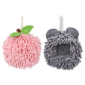 REGALWOVEN 2 Pcs Comfortable Soft Absorbent Chenille Ball Fuzzy Hand Towels - 1 of 4