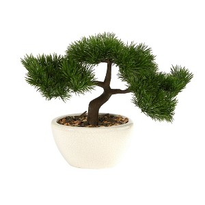 Nearly Natural 10-in Cedar Bonsai Artificial Tree in Decorative Planter - 1 of 4