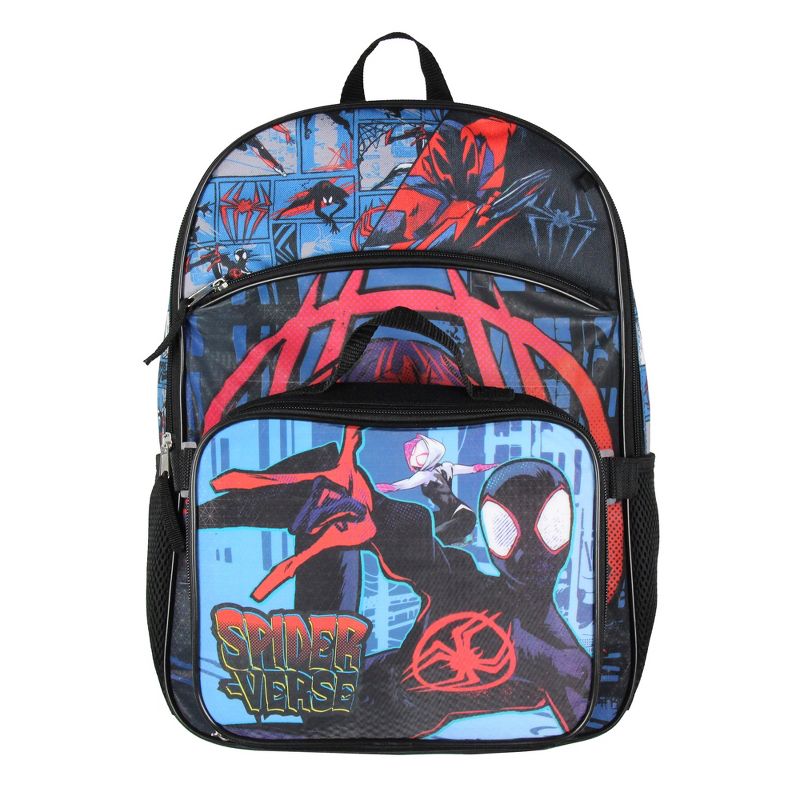 Spider-Man Miles Morales Backpack Lunch Box Key Chain Case 5 pc Set Blue, 2 of 7