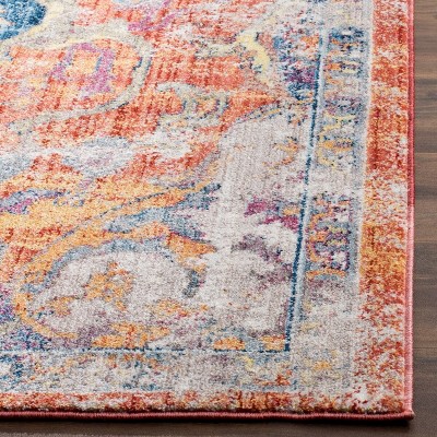 Round 72" Blue Synthetic Area Rug