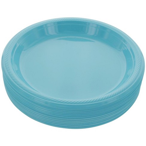 Amcrate Light Blue Disposable Plastic Party Plates