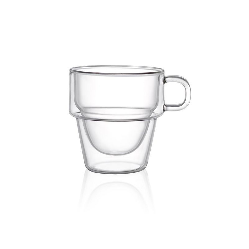 JoyJolt Stoiva Double Walled Espresso Glass Cups - Set of 4 Stackable Shot Mugs with Handle - 5 oz, 3 of 7