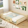 Tangkula Full Size Floor Bed Montessori Bed Frame w/ Full-length Guardrails & Safety Door - 2 of 4