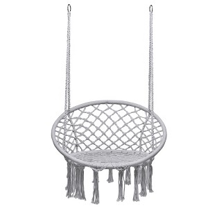 Tangkula Hammock Chair Hanging Cotton Rope Macrame Swing Chair Indoor Outdoor - 1 of 4