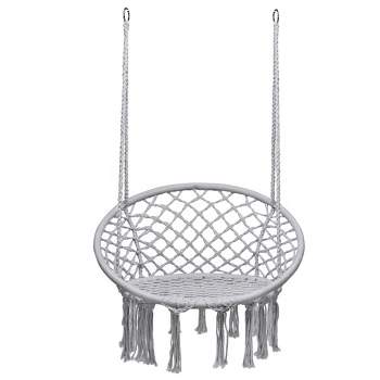 Tangkula Hammock Chair Hanging Cotton Rope Macrame Swing Chair Indoor Outdoor