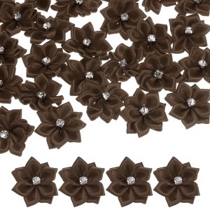 Unique Bargains Artificial Satin Durable Flexible Decorative Mini Ribbon Flowers with Rhinestones 1.2 Inch 100 Pcs - 1 of 4