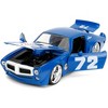 1972 Pontiac Firebird #72 Blue with White Stripe "Chevron" "Bigtime Muscle" Series 1/24 Diecast Model Car by Jada - 2 of 4