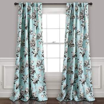 Set of 2 Tania Floral Light Filtering Window Curtain Panels - Lush Décor
