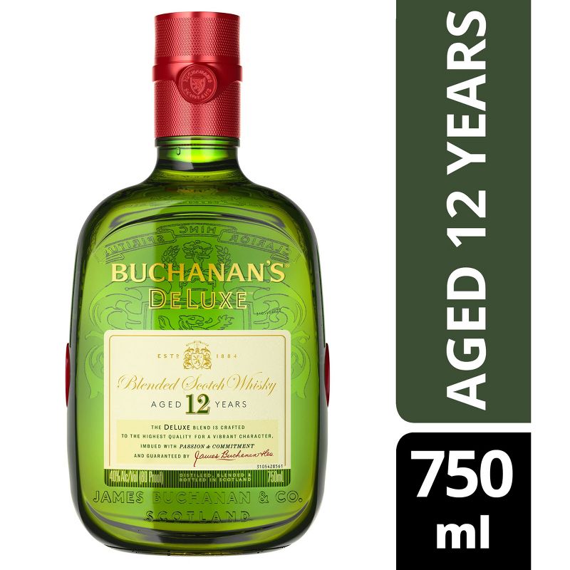 Buchanans 12 year De Luxe Blended Scotch Whisky - 750ml Bottle, 1 of 9