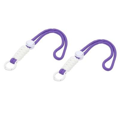 Unique Bargains Adjustable Hanging Braided Strap with Spring Ring Paracord Lanyard Keychains 2 Pcs