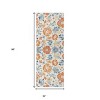 HomeRoots 2' X 8' Ivory Orange and Blue Floral Stain Resistant Indoor Outdoor Runner Rug - 3 of 4