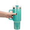 100 North 40 Ounce Stainless Steel Double Wall Insulated Glitter Travel Tumbler With Handle, Straw, and Lid, Schnauzer Dog Teal - 4 of 4