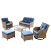 Gymojoy 6 Piece Outdoor Wicker Loveseat Sofa with Patio Swivel Glider Chairs with Coffee Table and Ottoman Sets - 2 of 4
