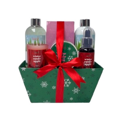Winter Candy Apple Basket – 7-Piece Bath and Body Gift Set