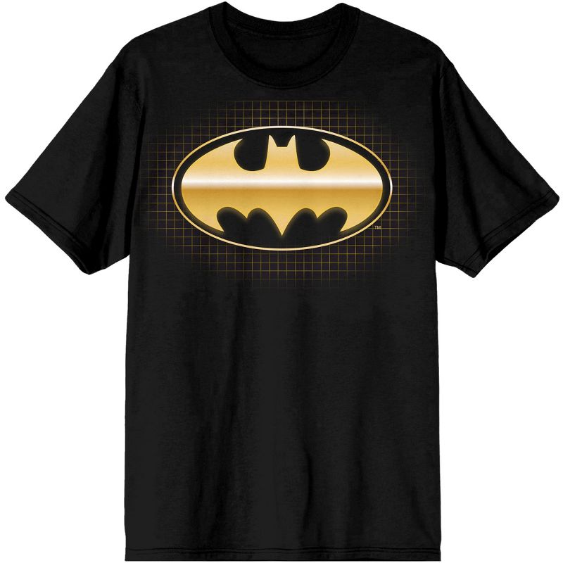 Batman Metallic Gold Logo Men's Black T-shirt, 1 of 3