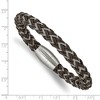 Black Bow Jewelry 8mm Stainless Steel & Brown Rubber Braided Wire Bracelet, 8.5 Inch - 4 of 4