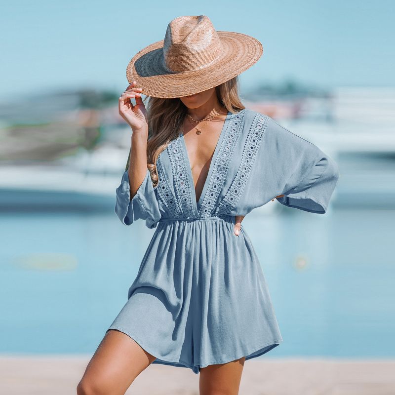 Women's Blue Seas Plunging V-Neck Cover-Up Dress - Cupshe, 2 of 6