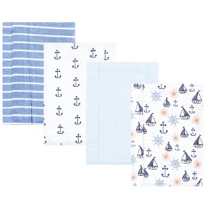 Hudson Baby Cotton Flannel Burp Cloths 4-Pack, Sunshine And Sailboats, One Size - 1 of 4