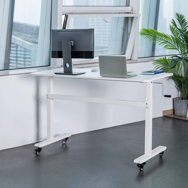 Tranzendesk Standing Desk – 55" Manual Height Adjustable Workstation – White – Stand Steady, 4 of 13