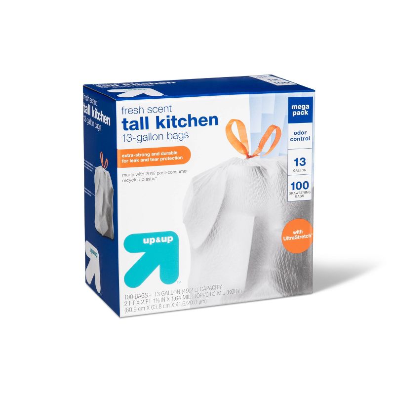 UltraStretch Tall Kitchen Drawstring Trash Bags - Fresh Scent - 13 Gallon - up & up™, 3 of 5